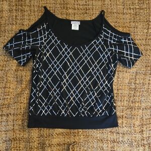 Soulmates Black and Silver Cold Shoulder Blouse